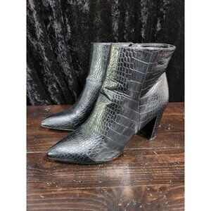 DREAM PAIRS Sianna Croc Embossed Block Heel Ankle Booties/Sz. 9.5